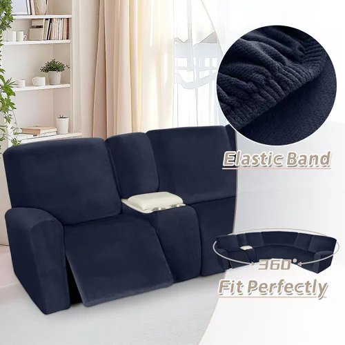 Vista 497 de Arfntevss Fundas de sofá seccional reclinable de terciopelo, Funda de sofá seccional de esquina para sofá reclinable, Funda elástica suave