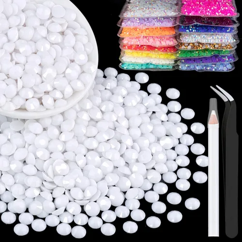 Vista 23 de 5000 piezas de 2mm de strass de resina a granel, strass de gel negros con parte posterior plana y redonda para embellecer sin termoadhesión, gemas