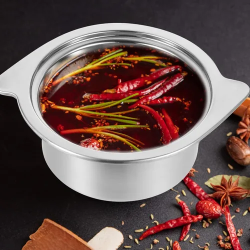 Vista 6 de HEMOTON Shabu Hot Pot Acero Inoxidable Chino Inducción Shabu Olla Tazones de sopa Stock para estufa de inducción Estufa de Gas (Plata) 24X19X8CM