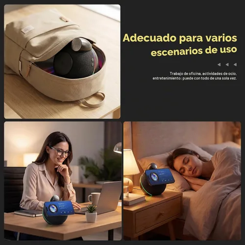 Vista 9 de Estación de carga inalámbrica magnética con altavoz, carga rápida de 25 W certificada Qi2.2, duradera y portátil con sonido claro, estéreo gris
