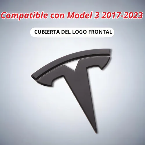 Vista 2 de Accesorios de emblema para Tesla Model 3 Logo Sticker 2023 2022-2017 Model 3 Calcomanías (negro)