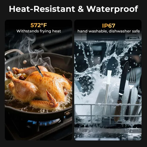 Vista 15 de BlueSwan Termómetro digital Bluetooth para carne, termómetro inalámbrico de 820 pies de alcance con 2 sondas de color con aplicación para parrilla