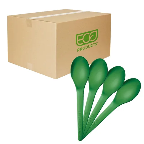 Vista 13 de Eco-Products - Cucharas de plástico compostables CPLA de 6 pulgadas, caja de 1000, cuchara negra desechable, cubiertos de plantas