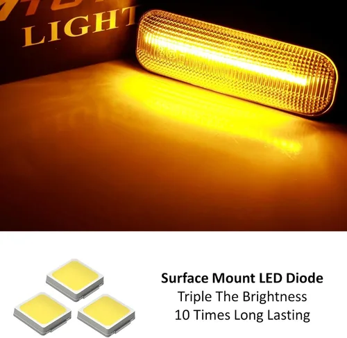 Vista 3 de iJDMTOY JDM-Spec - Luces de marca lateral de parachoques delantero con lentes ámbar semitransparentes y LED completos con cables de conexión