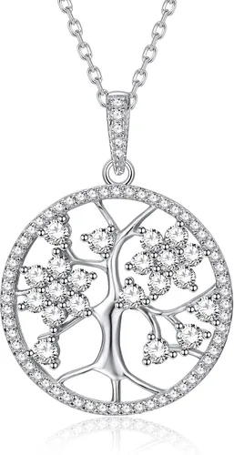 Vista 9 de AMOUR DE LOTUS Collar de árbol de la vida para mujer, collar de plata de ley 925 con circonita cúbica, joyería fina, regalos de joyería para mamá