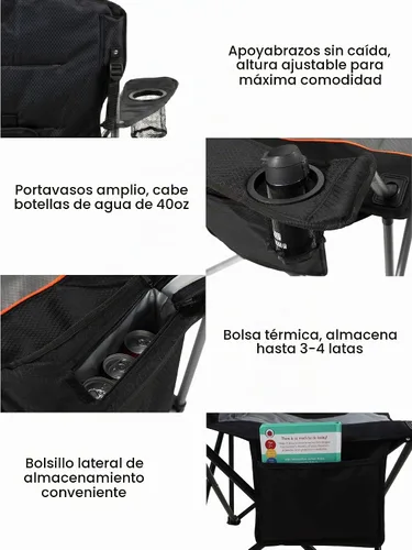 Vista 6 de FAIR WIND - Juego de 2 sillas acolchadas de gran tamaño para campamento