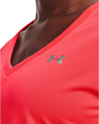 Vista 6 de Under Armour - Camiseta Tech de manga corta y cuello en V para mujer, color sólido