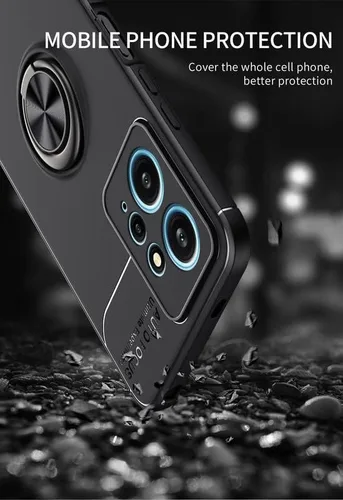 Vista 6 de Funda Para Xiaomi Redmi Note 12 4G (6.67"), Con [ 1 x Protector De Cristal De Pantalla], KJYF Soporte De Anillo Giratorio De 360 ° Cubierta