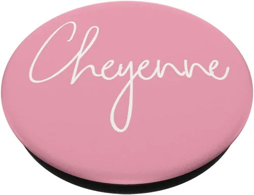 Vista 2 de Cheyenne Name Personalized Name White on Pink - Cheyenne - PopSockets Grip and Stand para teléfonos y tabletas, Negro