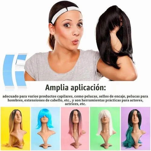 Vista 6 de Maitys 120 piezas de cinta frontal de encaje para peluca, adhesivo de doble cara, impermeable, en forma de C, para pelucas largas y cortas, sin