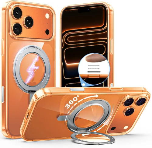 Vista 14 de MAGIC JOHN Soporte Magnético Invisible Giratorio 360° para Funda de iPhone 17 [Botón de Control de Cámara] [Compatible con MagSafe] 16 pies Shockof