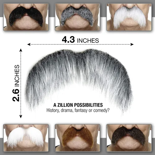 Vista 12 de Mustaches Bigotes falsos autoadhesivos, original, estilo morsa, M