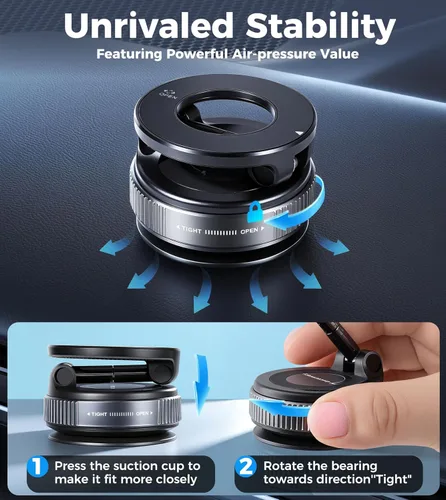 Vista 4 de Soporte magnético de vacío para teléfono Magsafe ajustable de 360° para automóvil, compatible con todos los dispositivos inteligentes
