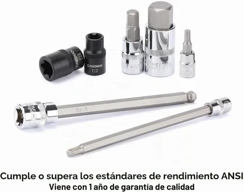 Vista 7 de CASOMAN Juego de llaves de vaso de 107 piezas, 1/4", 3/8" y 1/2", torx/hexagonal a prueba de manipulaciones Torx/hexagonal/extremo de bola