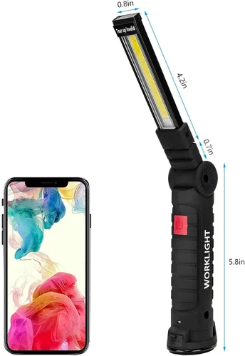 Vista 6 de Lmaytech Linternas LED, 5 paquetes de luces de trabajo recargables, luz de trabajo con base magnética y gancho para colgar, rotación de 360°, 5
