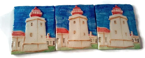Vista 7 de Azulejo de faro de cerámica portugués hecho a mano