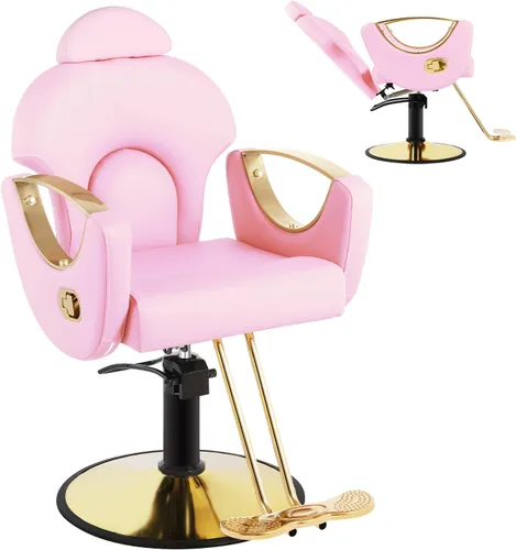 Vista 18 de Silla de salón, silla reclinable para estilista, silla de peluquería con bomba hidráulica resistente, silla de peluquería para peluquería trenzada