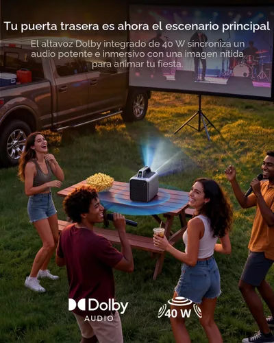 Vista 5 de NEBULA Proyector portátil para exteriores Mars 3, 1000 lúmenes ANSI, imagen potenciada por IA, batería integrada con 5 horas de reproducción, TV