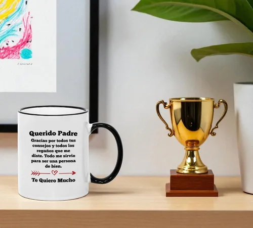 Vista 4 de Casitika Regalos para el día del padre. Taza de 11 oz para papa. Gracias por tus consejos Latino Dad taza.