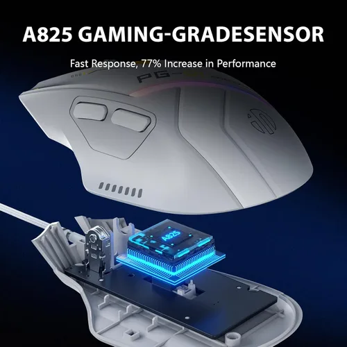 Vista 2 de INPHIC PG1 - Mouse ergonómico para juegos de computadora, 12800 DPI de alta precisión, 6 botones programables, retroiluminación RGB