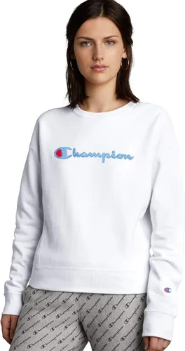 Vista 2 de Champion Sudadera para mujer, tejido inverso, sudadera de forro polar de gran tamaño con cuello redondo para mujer