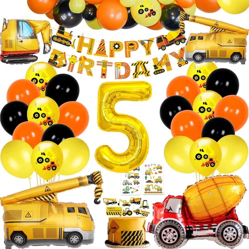 Vista 8 de Suministros de Cumpleaños de Construcción para Niños de 2 Años - Kit de Guirnalda de Globos para Decoraciones de Fiesta de Cuarentena