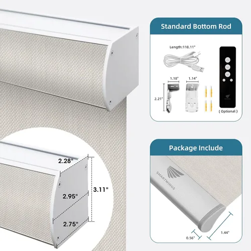 Vista 8 de SmartWings Persianas Enrollables Inteligentes Motorizadas con Filtro de Luz, Persianas Eléctricas con Control Remoto para Ventanas Compatibles