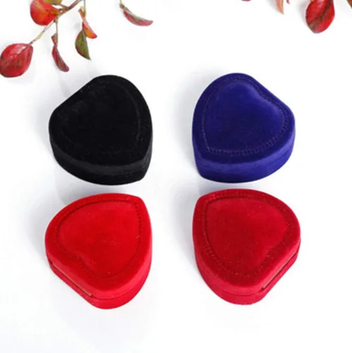 Vista 2 de Cuteam Caja de anillo, anillo de dedo en forma de corazón, anillo de oído, joyería de exhibición, contenedor de caja