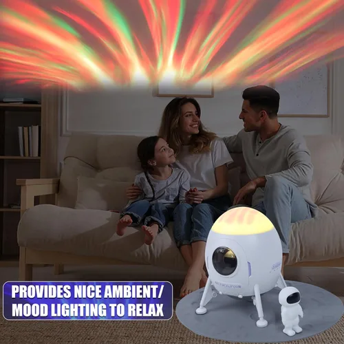 Vista 8 de Lander - Proyector de astronauta con luz nocturna, altavoz integrado Space Man Buddy LED, planetario, lámpara de astronauta, regalos con modo