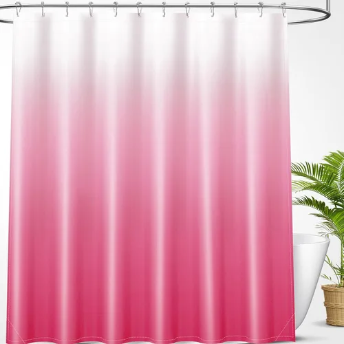 Vista 26 de OLANLY Juego de cortinas de ducha de lujo beige y blanco degradado con 12 ganchos, cortinas de ducha decorativas impermeables y lavables para baño