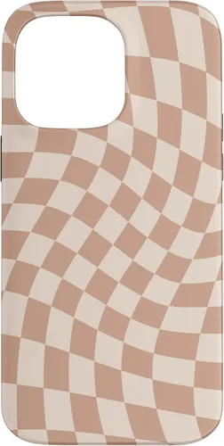 Vista 21 de iPhone 16 Beige Cream Twisted Checkered Swirl 60s 70s Aesthetic Brown Case
