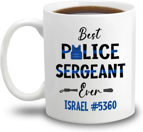 Vista 23 de Taza de café personalizada de policía de regalo para amigo compañero de trabajo, I Never Dreamed I'd Grow Up To Be A Cop Taza de café de cerámica