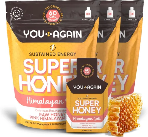 Vista 11 de You Again Gel de Energía Limpia Super Miel de la Selva, Chocolate Salado del Himalaya Reposición de Electrolitos Combustible para Correr Gel