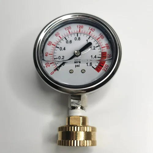 Vista 4 de Medidor de prueba de presión de agua de acero inoxidable 304 lleno de líquido, 0-220psi, pantalla de dial de 2-1/2", medidor de aceite. Rosca hembra