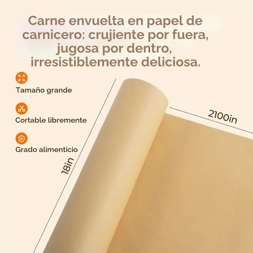 Vista 5 de YRYM HT Rollo de papel de carnicero marrón para ahumador, papel de regalo