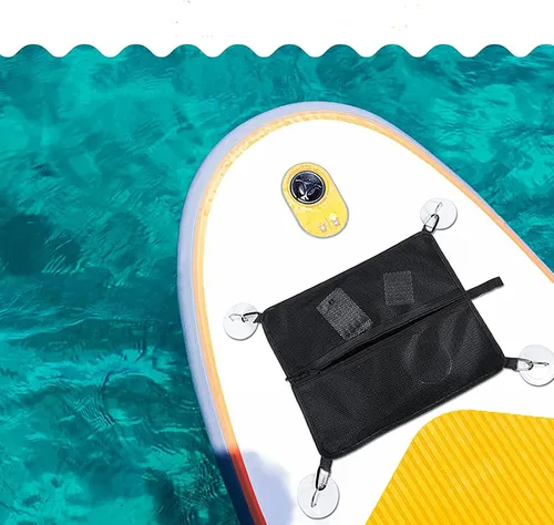 Vista 2 de Bolsa impermeable para tablero - Bolsa de cubierta SUP para almacenamiento y transporte con 4 parches y 4 clips de anillo en D