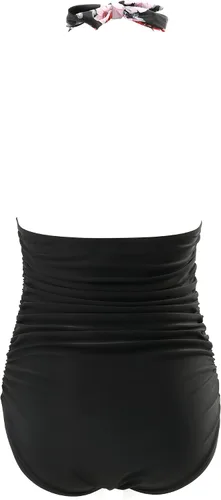 Vista 102 de RXRXCOCO - Traje de baño fruncido de una pieza, con cuello en V, para mujer, con control de abdomen y cuello halter