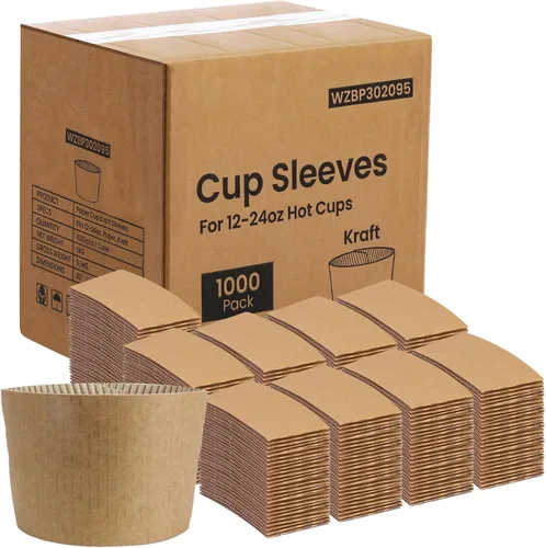 Vista 8 de FMP Brands Paquete de 50 fundas de papel de Navidad para tazas de café, fundas desechables de café navideñas para tazas de café desechables de 12