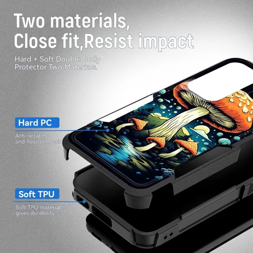 Vista 545 de Funda para Galaxy A14 5G, resistente de doble capa híbrida de policarbonato duro, goma suave, a prueba de golpes, funda protectora resistente