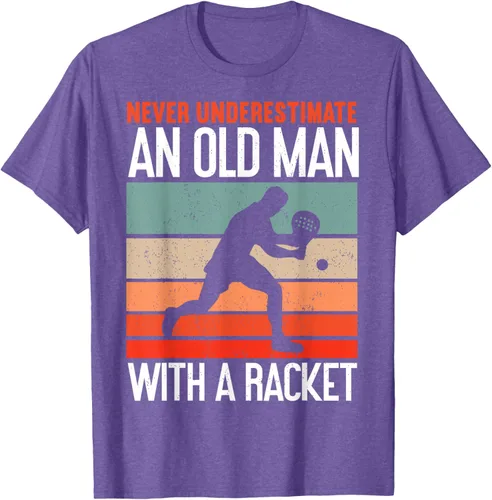 Vista 9 de Camiseta divertida de pádel "Never Underestimate An Old Man With A Racket, Negro