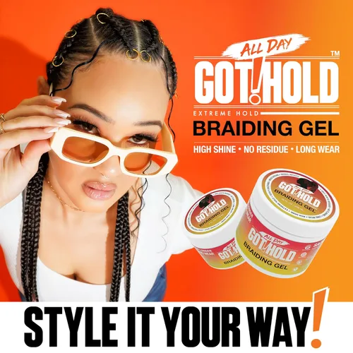 Vista 2 de Gel trenzado para cabello natural, agarre extremo, hidratante y sin encrespamiento, extracto de salvia, sin descamación ni secado, alto brillo