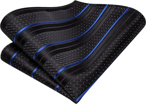 Vista 19 de Hi-Tie Corbata clásica de cachemira para hombre con pañuelo y gemelos a cuadros