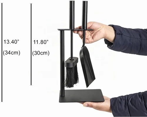 Vista 2 de Hearth Tidy Set, todo negro, juego de herramientas para estufa de leña, juego de compañero de chimenea