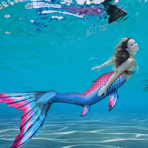 Vista 3 de FOLOEO Traje de baño de cola de sirena para nadar, traje de baño de sirena para adultos y adolescentes