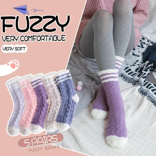 Vista 2 de EBMORE Womens Fuzzy Socks Slipper Fluffy Cozy Comfy Cabin Plush Warm Winter Sleep Home Soft Socks