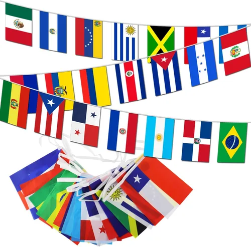 Vista 14 de Bandera de cuerda de calidad premium de 95 pies con 100 países - Banderines internacionales vibrantes perfectos para decoraciones de fiesta, bares
