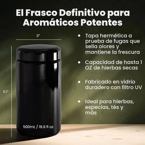 Vista 2 de Infinity Jars Tarro hermético de vidrio UV de 16.9 fl oz para café, té
