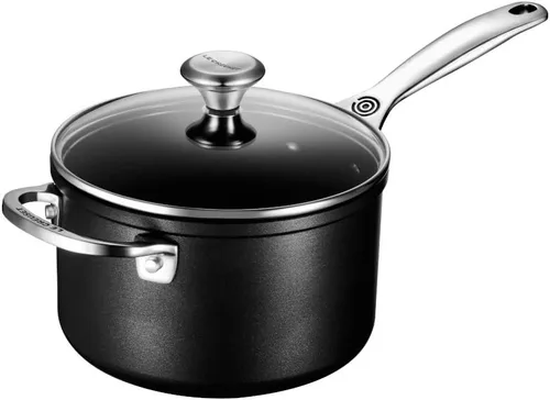 Vista 6 de Le Creuset Cacerola PRO antiadherente endurecida con tapa de vidrio, 2 cuartos de galón.