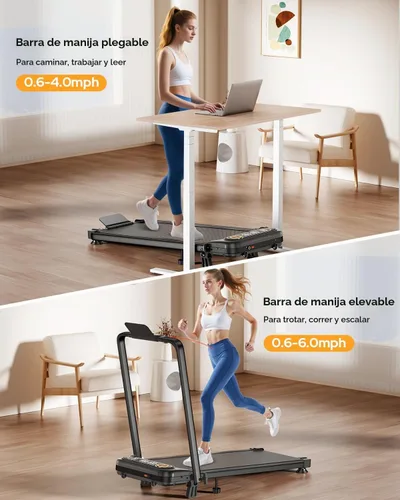 Vista 3 de Foldable Treadmill with 10% Incline, Upgrade 3.5HP Low Noise Walking Pad Treadmill with Handle Bar, Trisomy 4 in 1 Portable Under Desk Treadmills