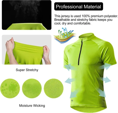 Vista 10 de INBIKE Maillots de ciclismo para hombre que absorbe la humedad, manga corta, secado rápido, camiseta de ciclismo de manga larga transpirable